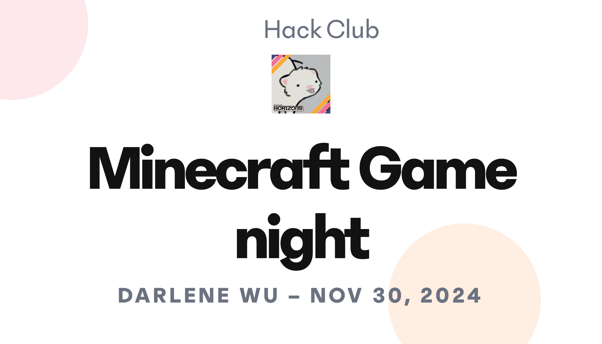 Minecraft Game night – Hack Club Events